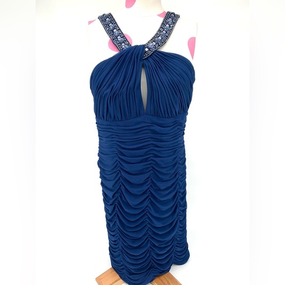Xscape Blue Rhinestone Elegant Formal Dress Size 8 - Picture 1 of 7